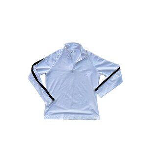 Nike Golf White Long Sleeve Half-Zip Pullover With Black Stripes Womens L